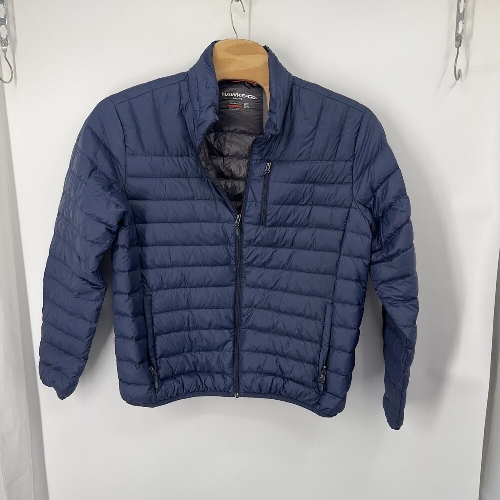 Hawke & Co Sport Puffer Jacket Men's XL navy dwon filled Quilted Full Zip